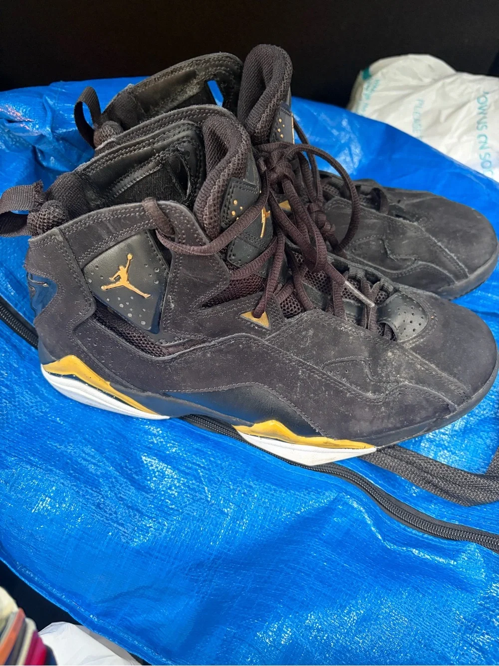 Jordan Men’s Black Suede High-Top Sneakers with Gold Jumpman